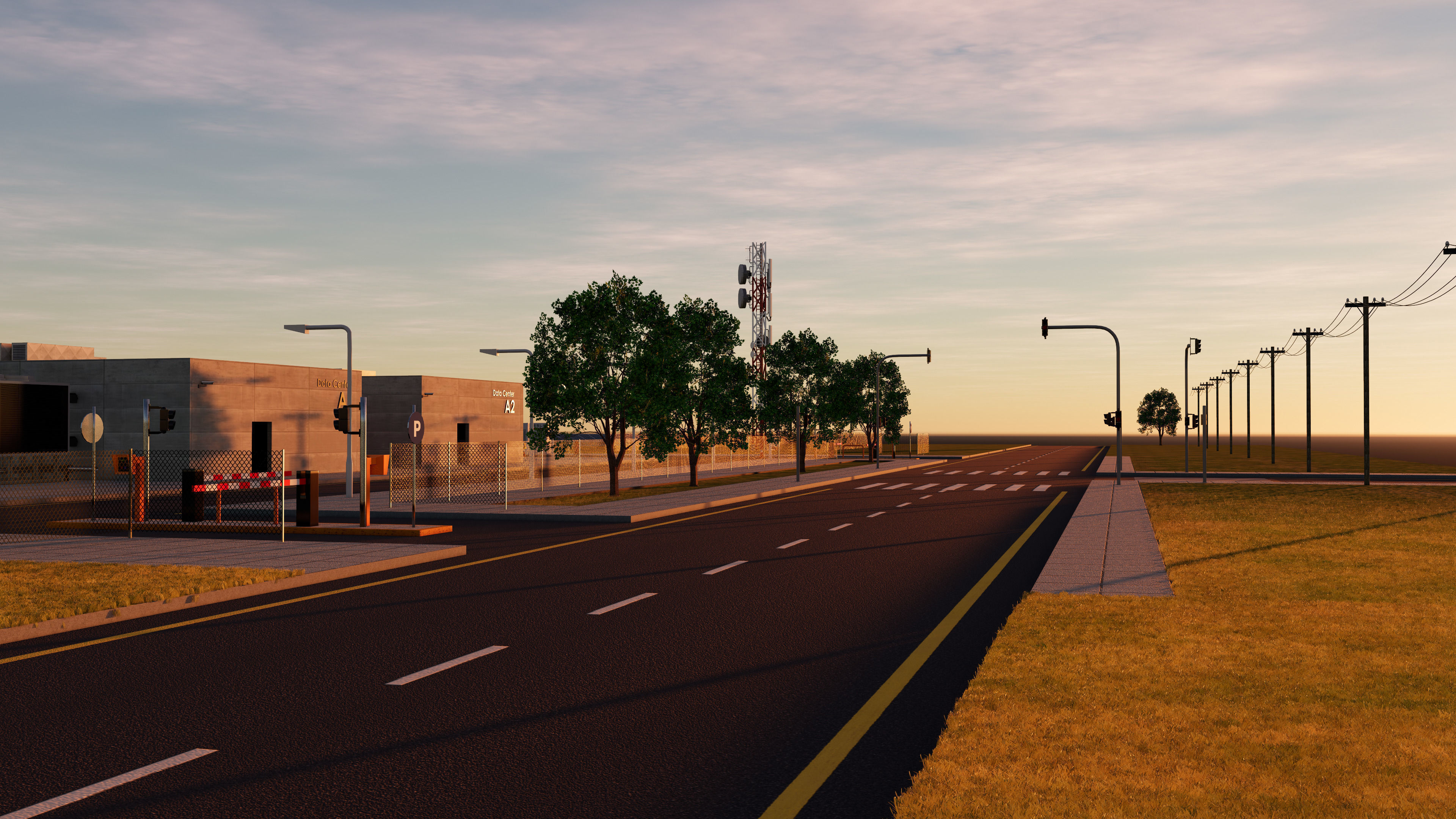 Data Center With Interior and Landscape 3D model_28