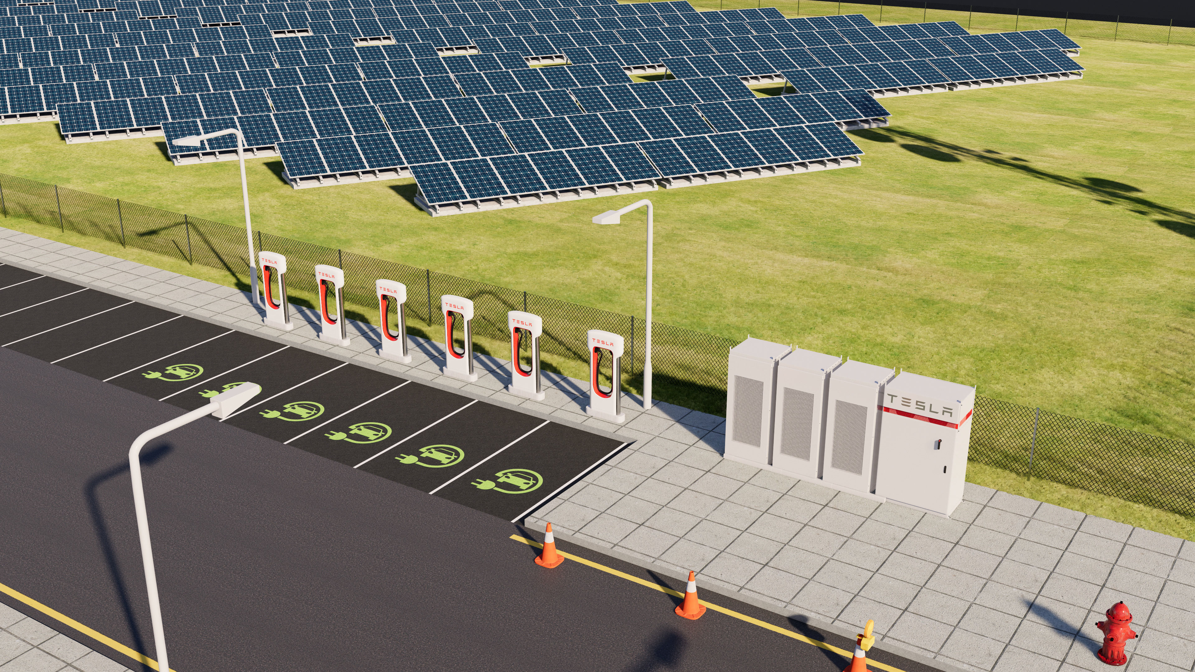 Data Center With Interior and Landscape 3D model_7