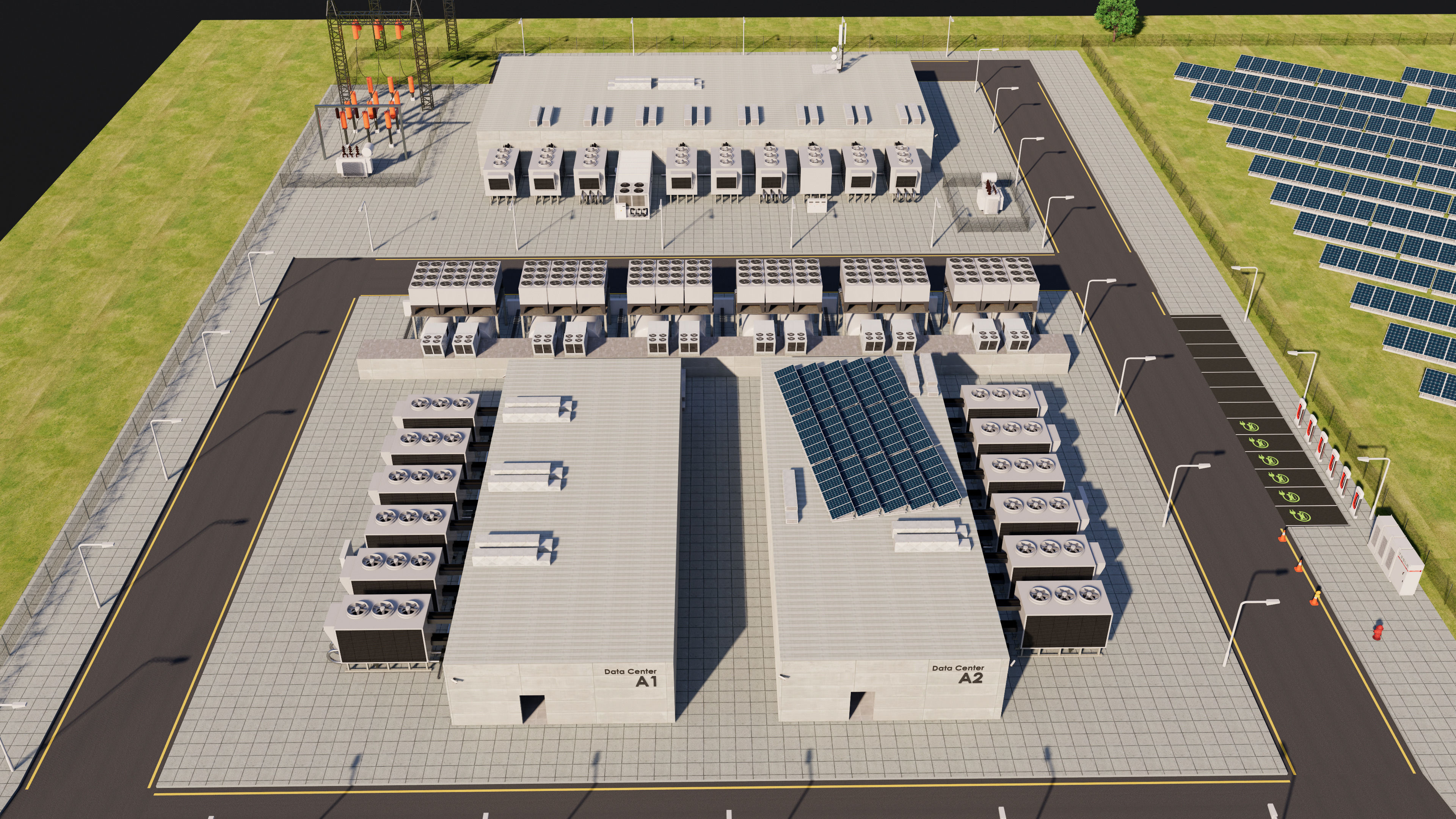 Data Center With Interior and Landscape 3D model_2