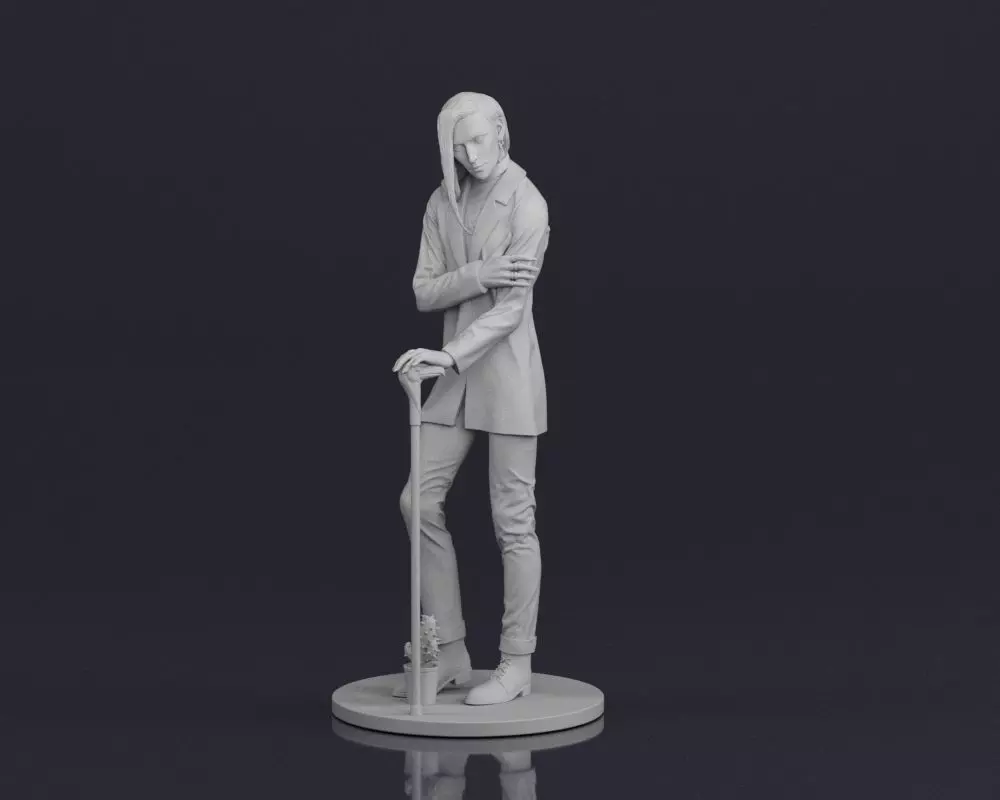 001544 Stylish man with long hair 3D print model_0
