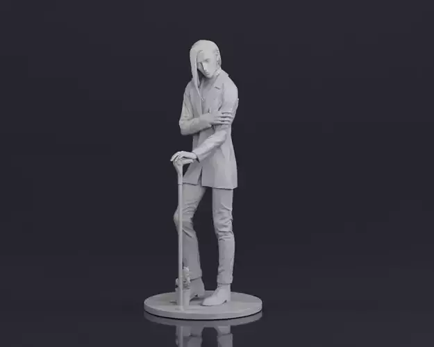 001544 Stylish man with long hair 3D print model