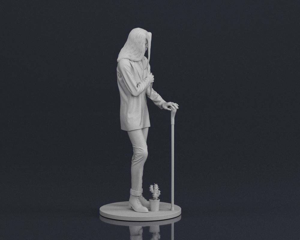 001544 Stylish man with long hair 3D print model_7