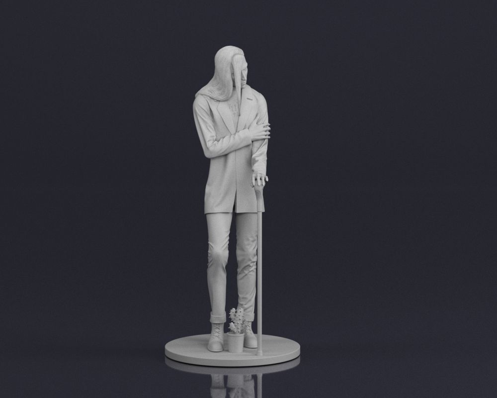 001544 Stylish man with long hair 3D print model_5