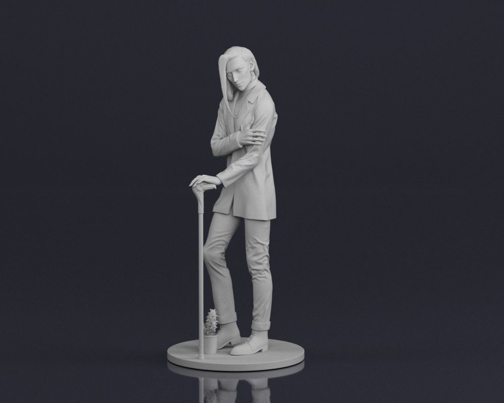 001544 Stylish man with long hair 3D print model_18