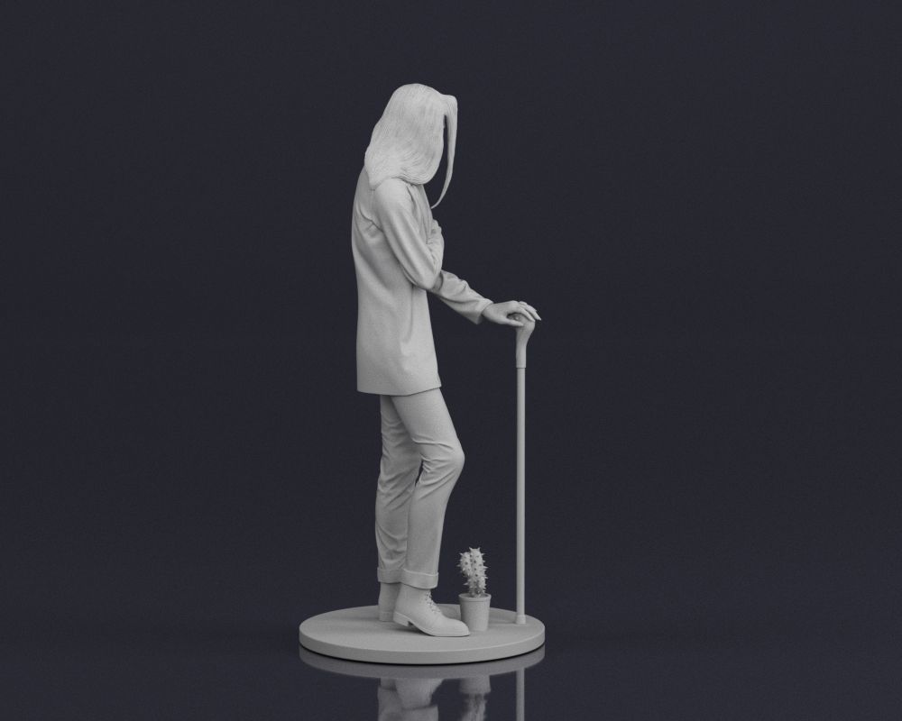 001544 Stylish man with long hair 3D print model_8