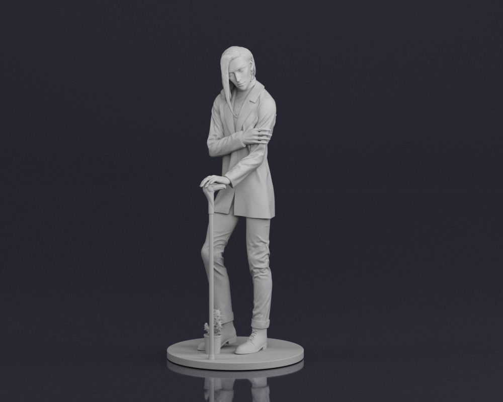 001544 Stylish man with long hair 3D print model_1