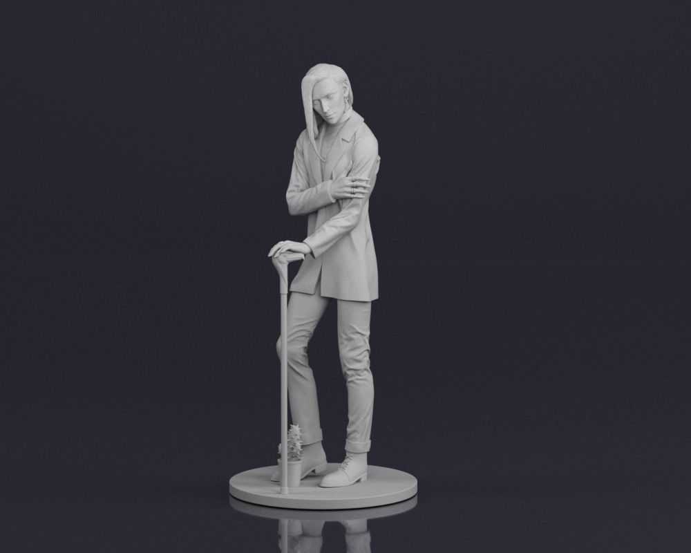 001544 Stylish man with long hair 3D print model_19