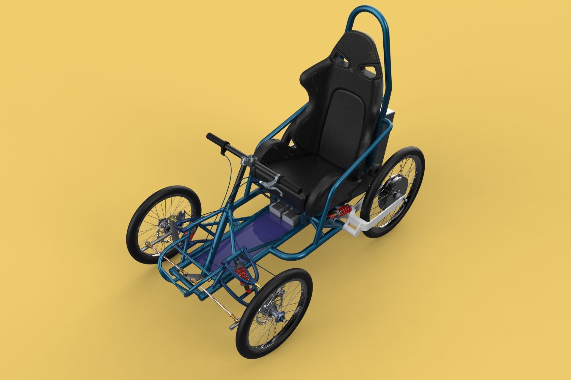 ELECTRIC QUAD BIKE 4 WHEELER BICYCLE ATV QUADRICYCLE 3D model_4