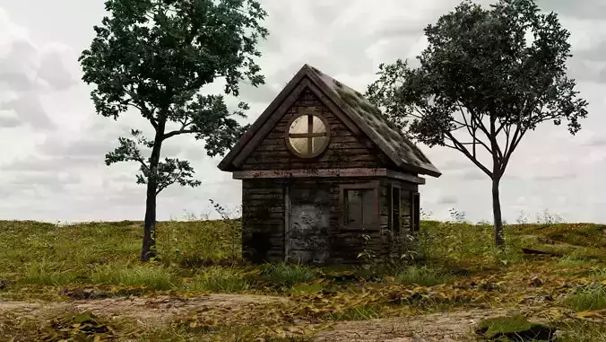 lonely house in a field