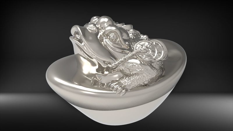 feng shui golden toad 3D print model_8