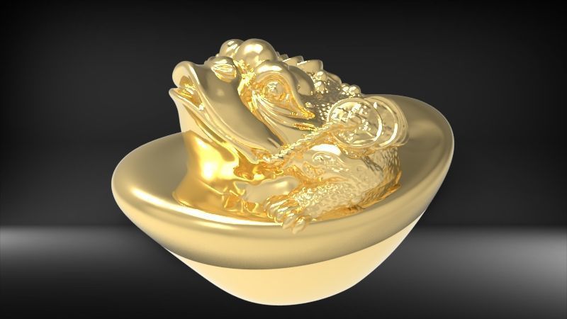 feng shui golden toad 3D print model_7