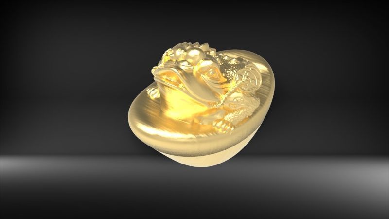 feng shui golden toad 3D print model_5