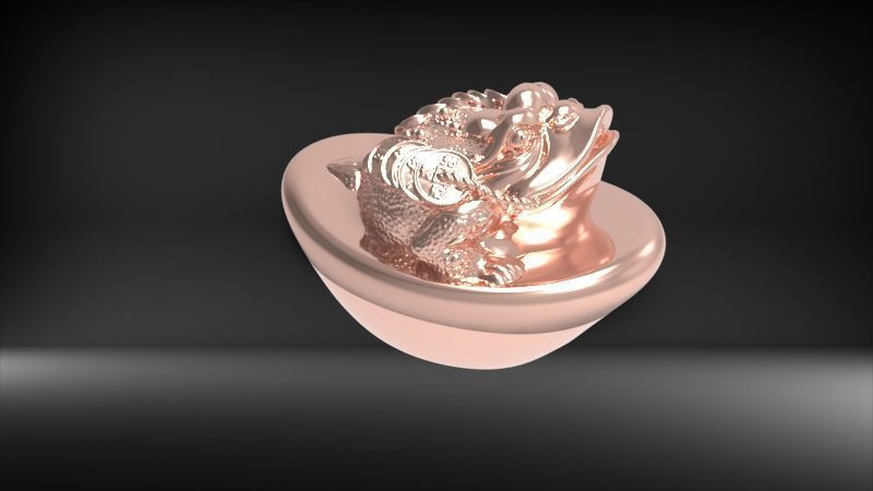 feng shui golden toad 3D print model_2