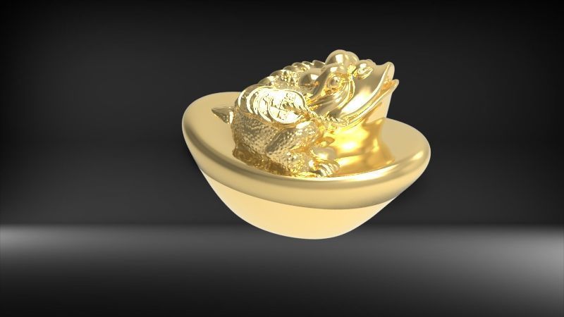feng shui golden toad 3D print model_6