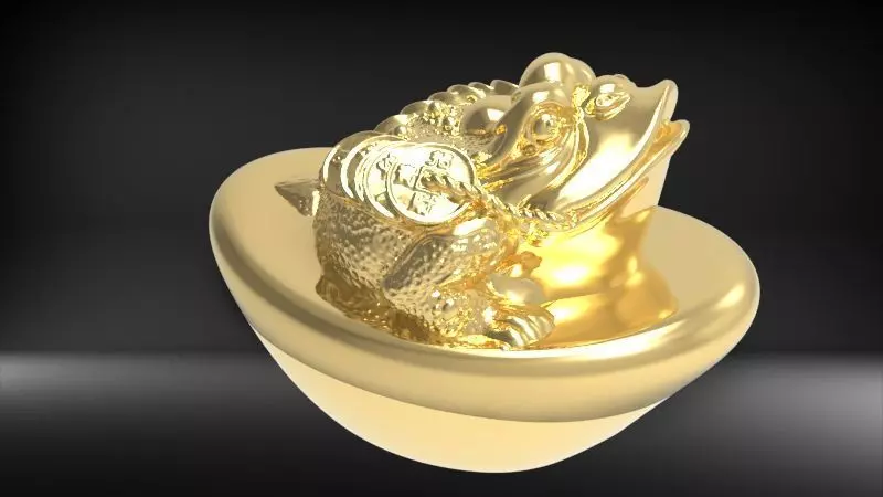 feng shui golden toad 3D print model_0