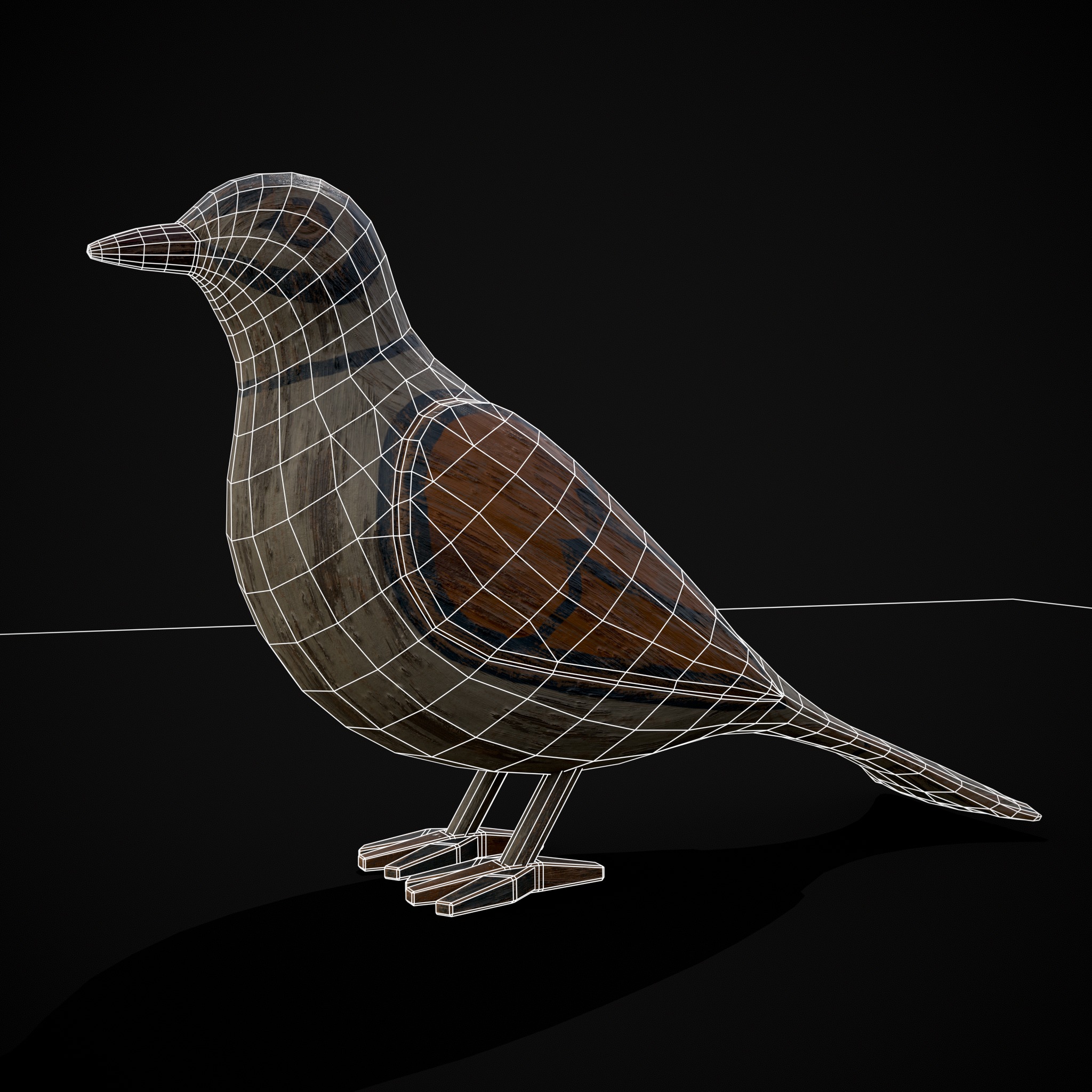 Painted Pigeon Toy Low-poly 3D model_6