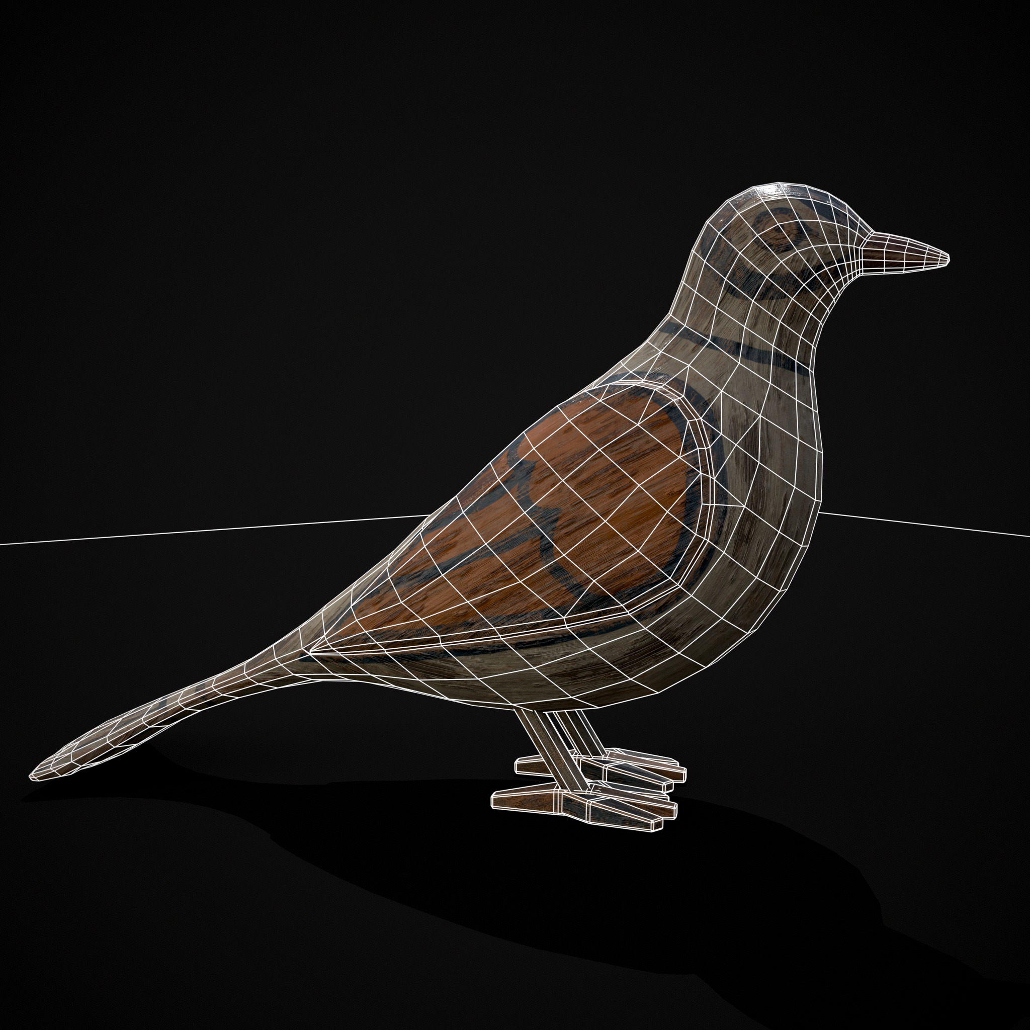 Painted Pigeon Toy Low-poly 3D model_2