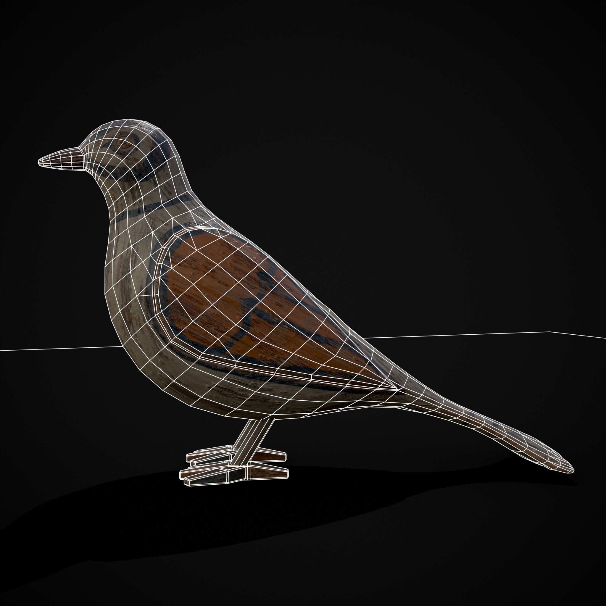 Painted Pigeon Toy Low-poly 3D model_8