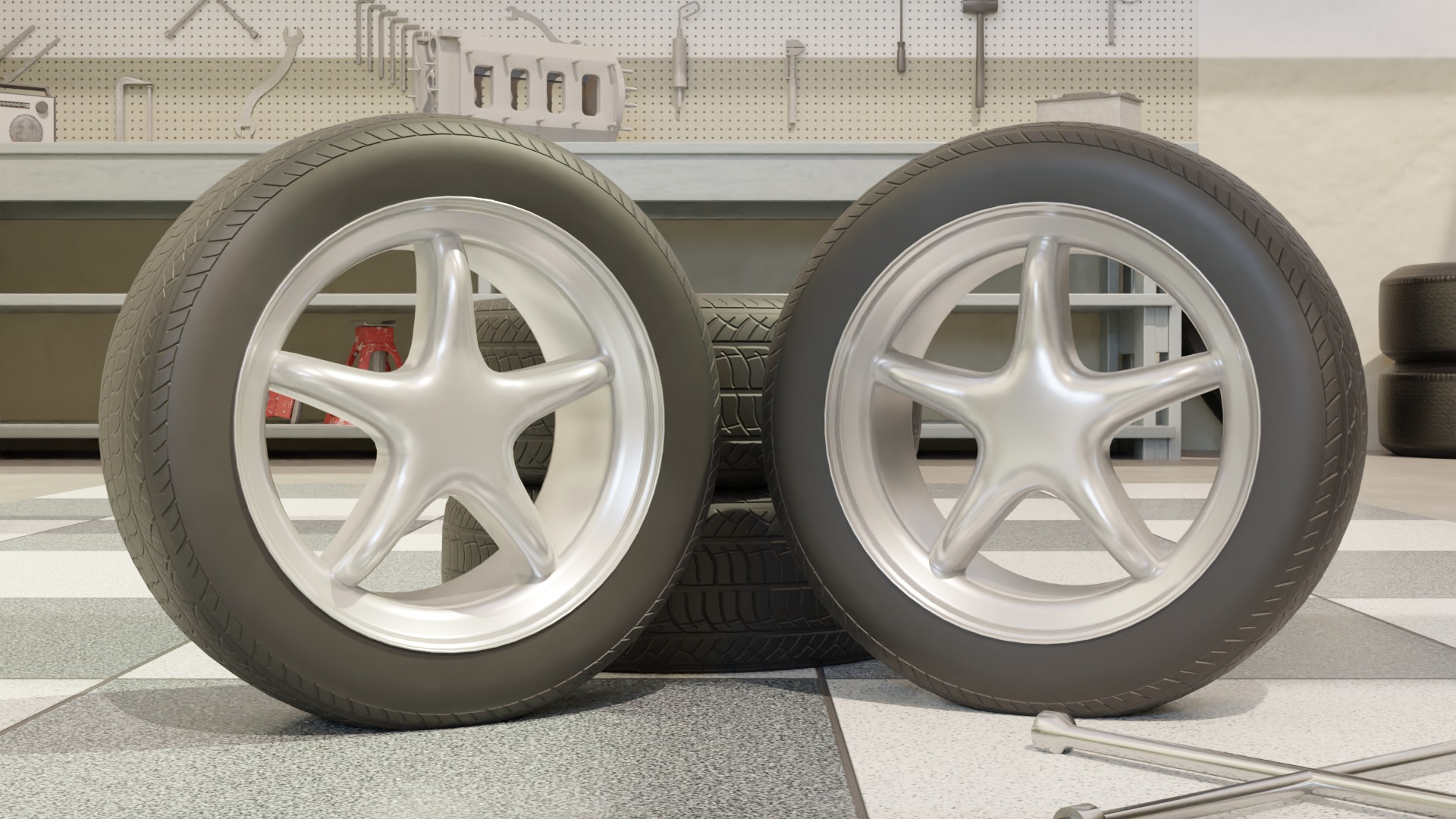 High-Detail Performance Car Wheel for Games and Rendering Low-poly 3D model_11