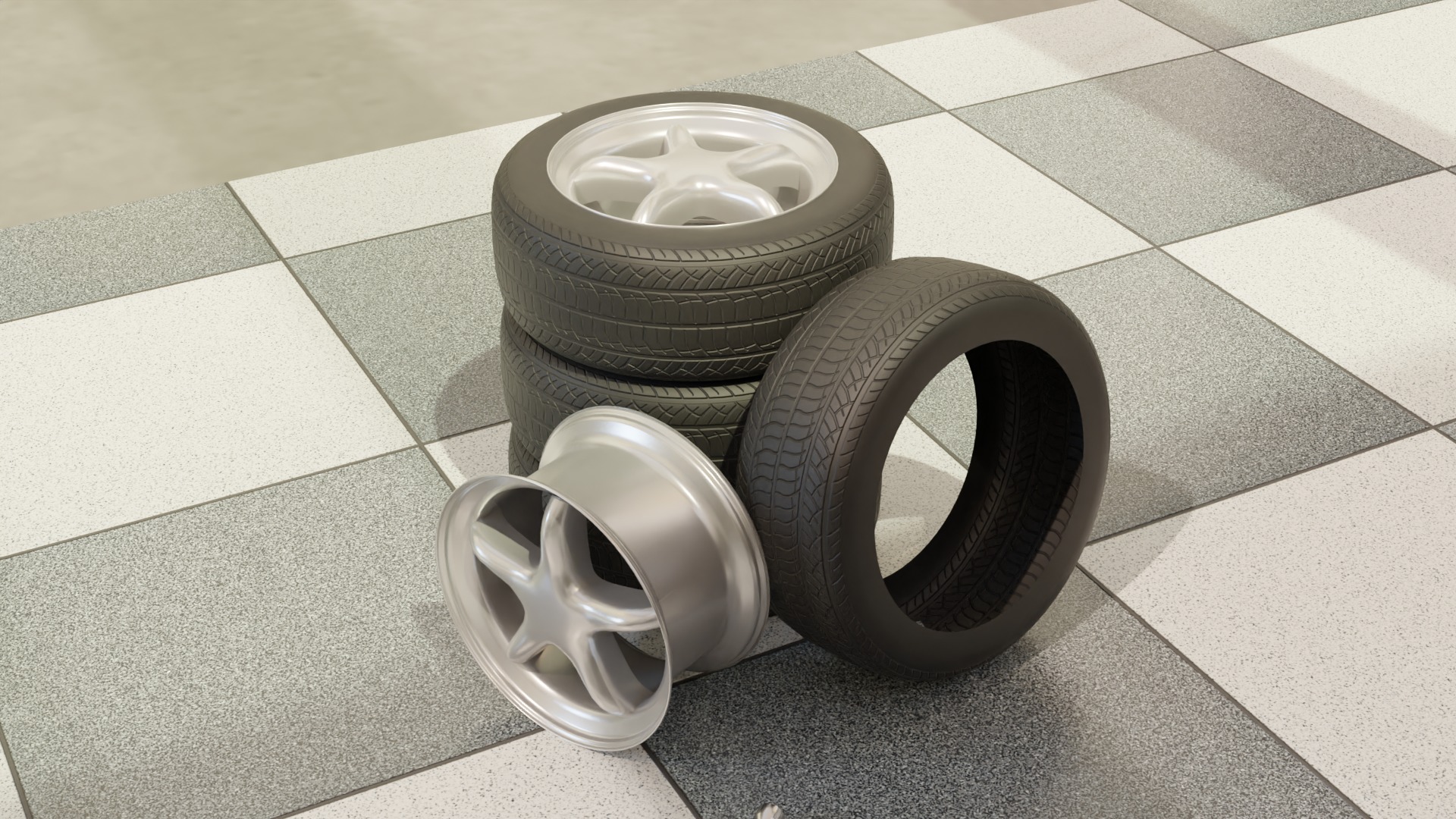 High-Detail Performance Car Wheel for Games and Rendering Low-poly 3D model_10