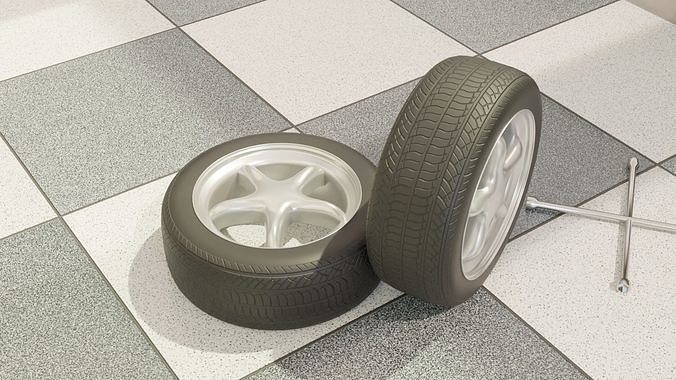 High-Detail Performance Car Wheel for Games and Rendering Low-poly 3D model 7