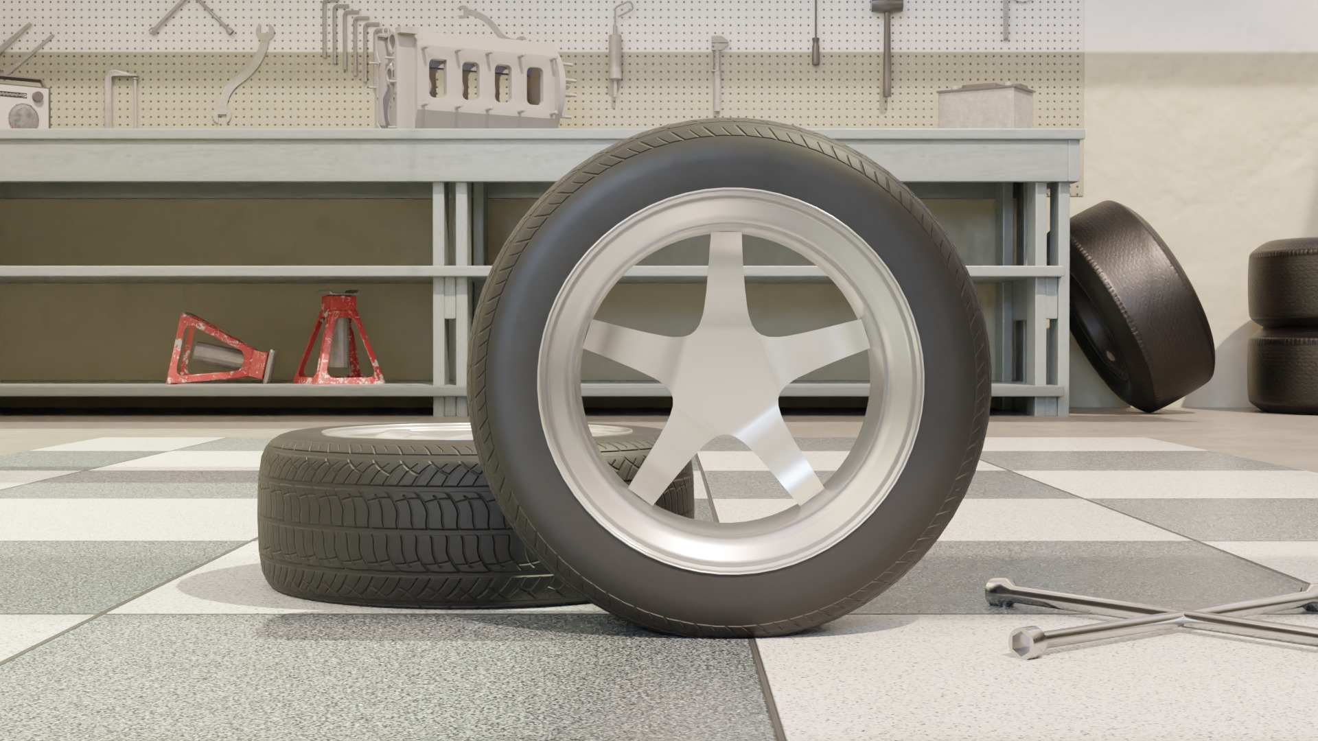 High-Detail Performance Car Wheel for Games and Rendering Low-poly 3D model_5