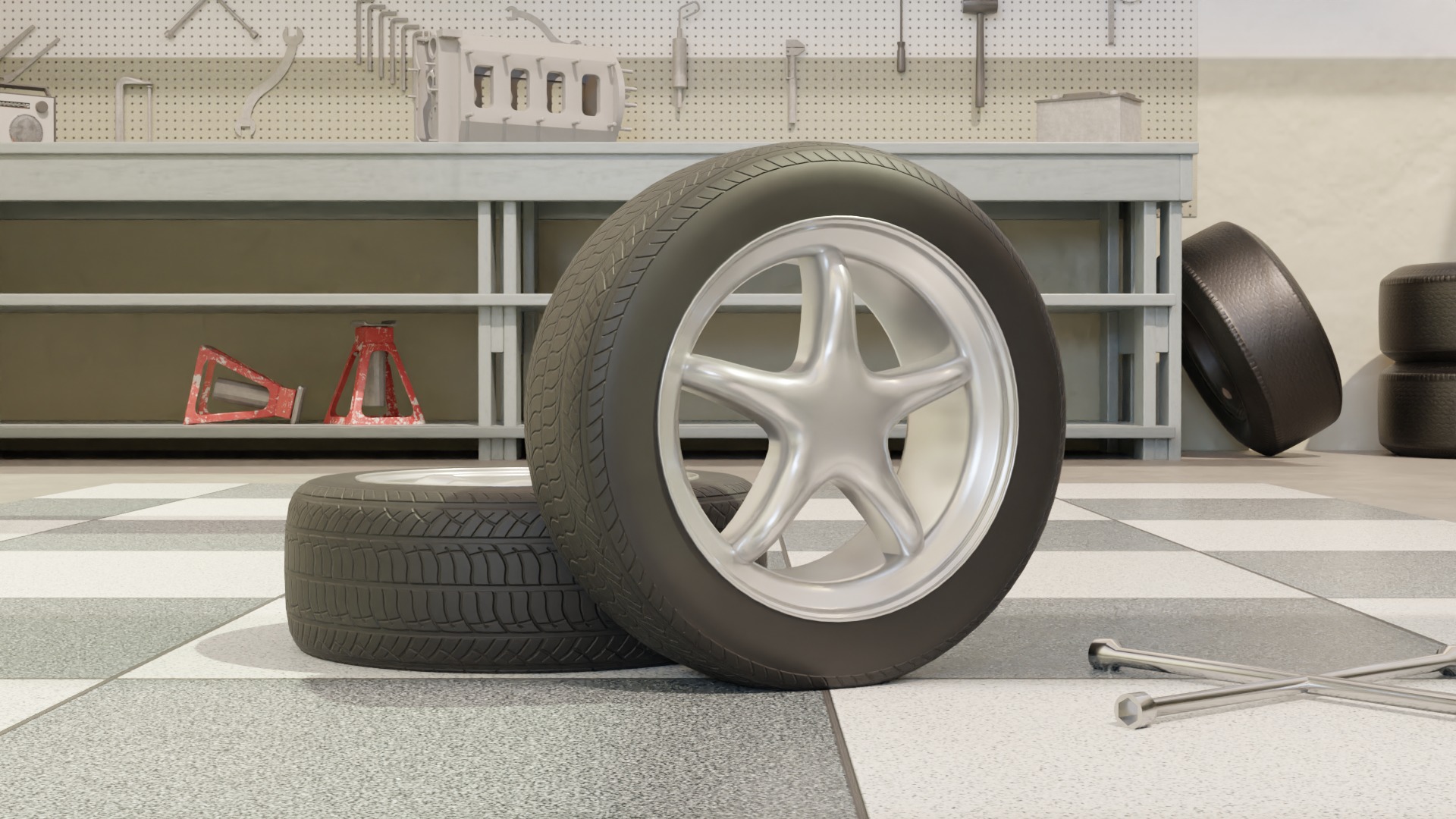 High-Detail Performance Car Wheel for Games and Rendering Low-poly 3D model_2