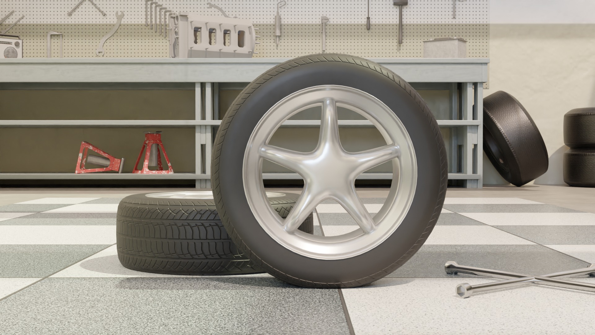 High-Detail Performance Car Wheel for Games and Rendering Low-poly 3D model_4
