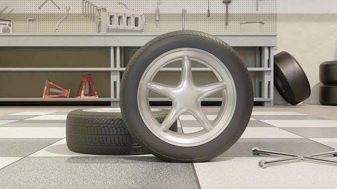 High-Detail Performance Car Wheel for Games and Rendering Low-poly 3D model 4