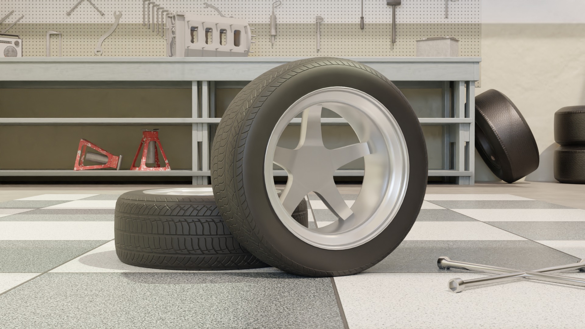 High-Detail Performance Car Wheel for Games and Rendering Low-poly 3D model_3