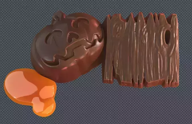Halloween - Pumpkin with Wood 3D Printable Chocolate Mold