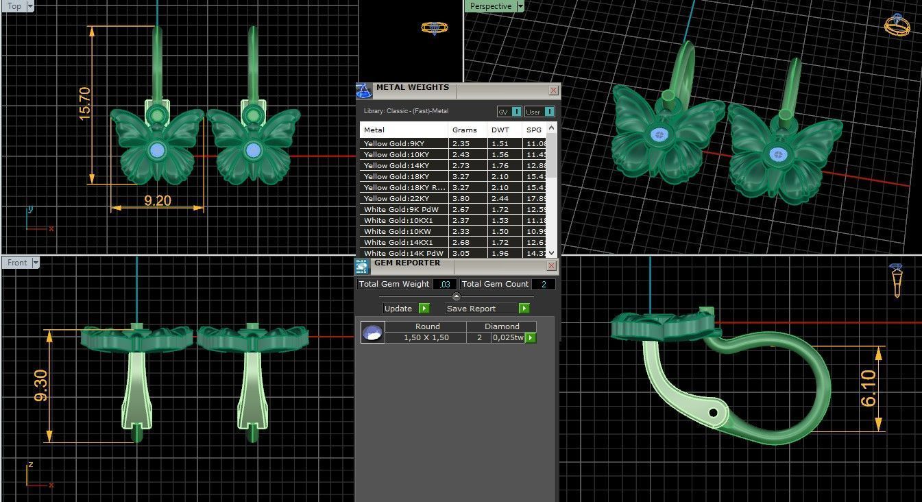 Butterfly earring 3D print model_4