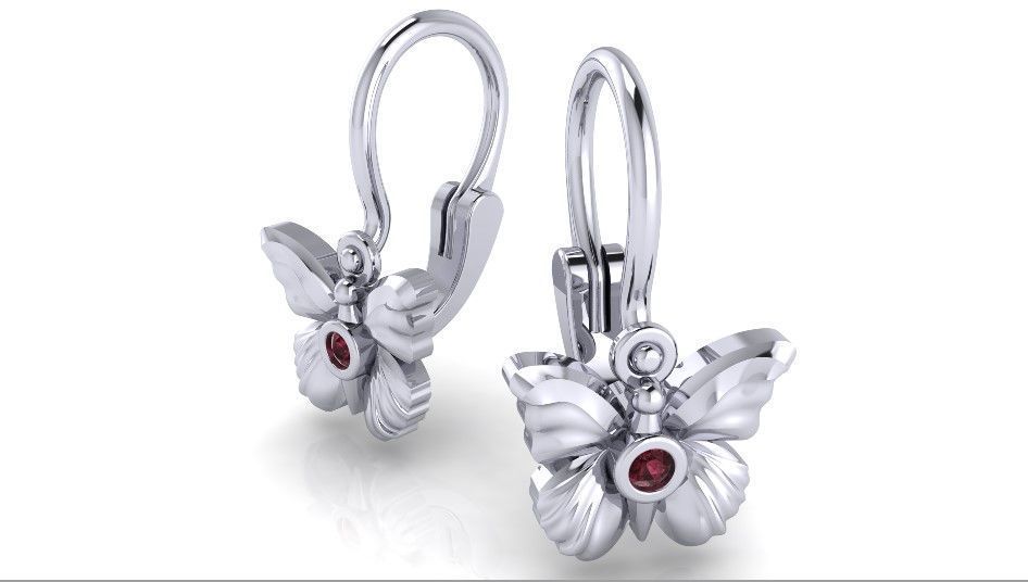 Butterfly earring 3D print model_2