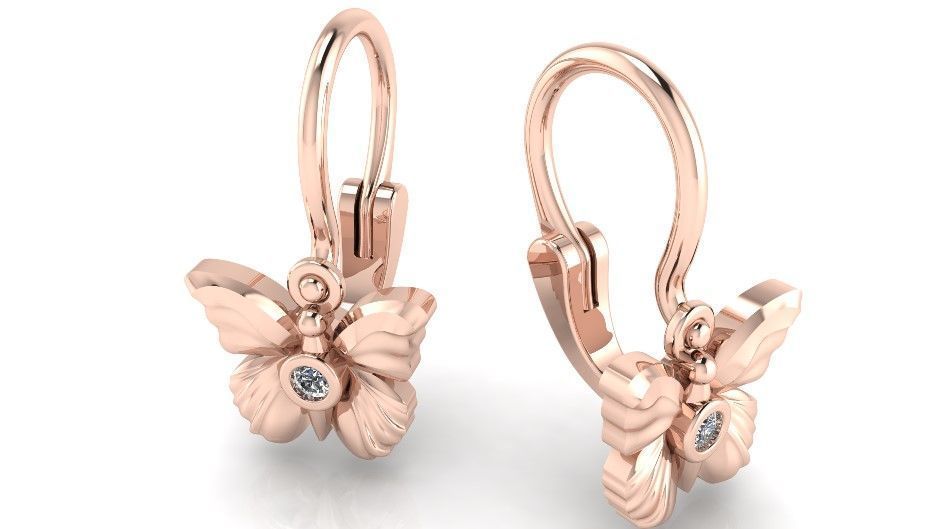 Butterfly earring 3D print model_1