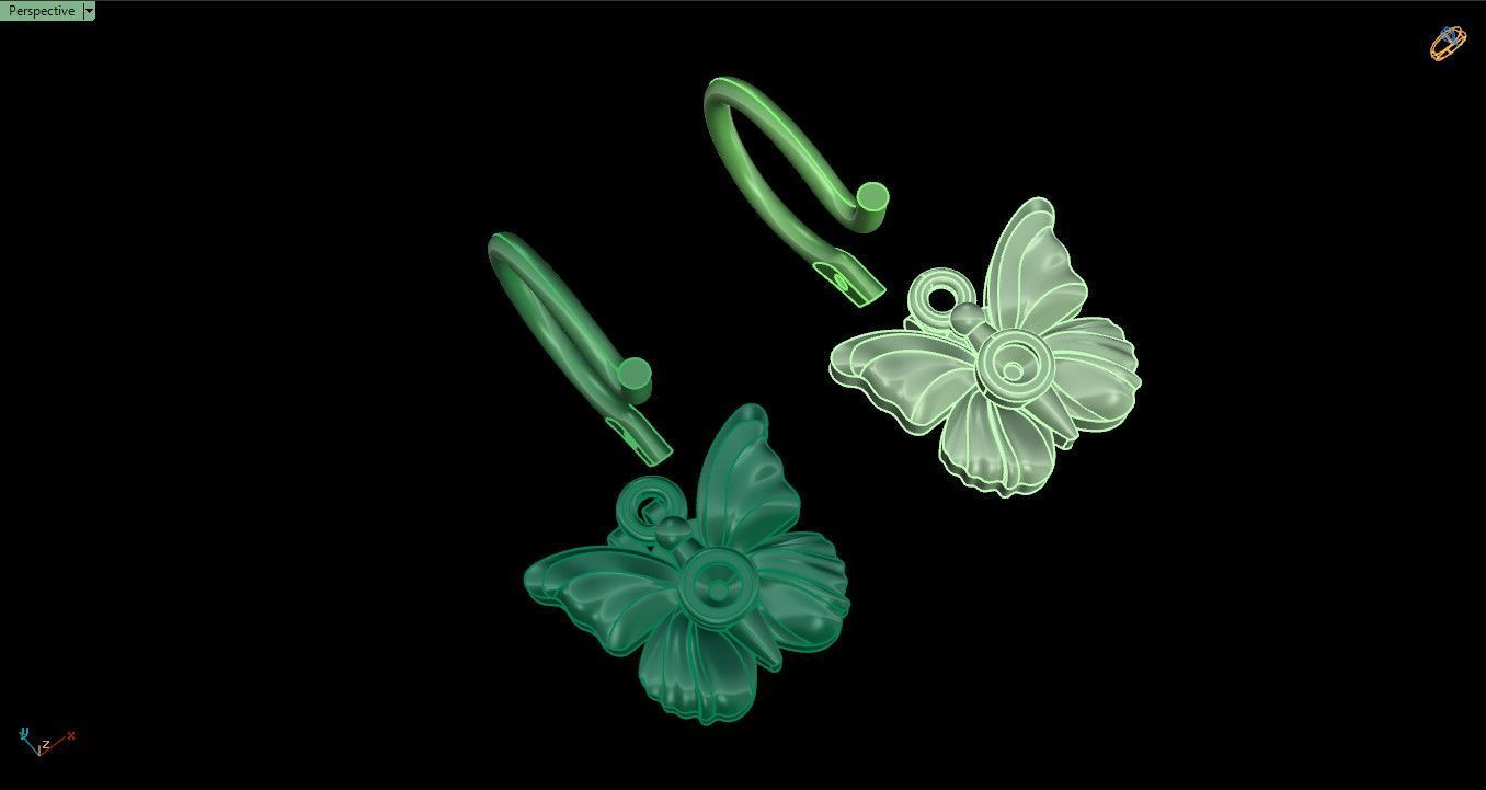Butterfly earring 3D print model_5