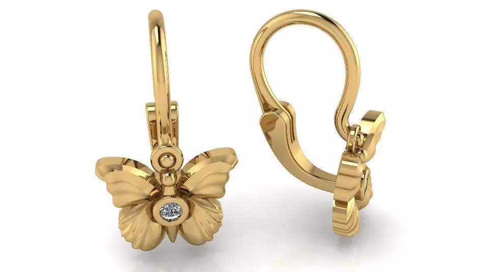 Butterfly earring 3D print model_0