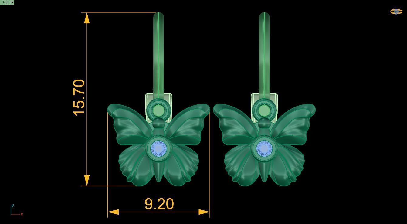 Butterfly earring 3D print model_6