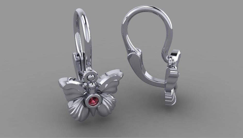 Butterfly earring 3D print model_3