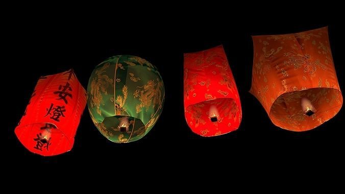 Chinese red sky lantern  3D model
