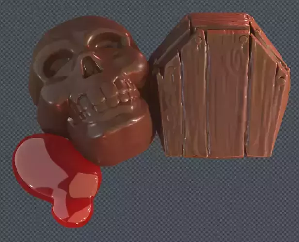 Halloween - Skull with Coffin 3D Printable Chocolate Mold 