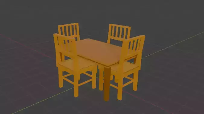 Lowpoly Table With Chairs