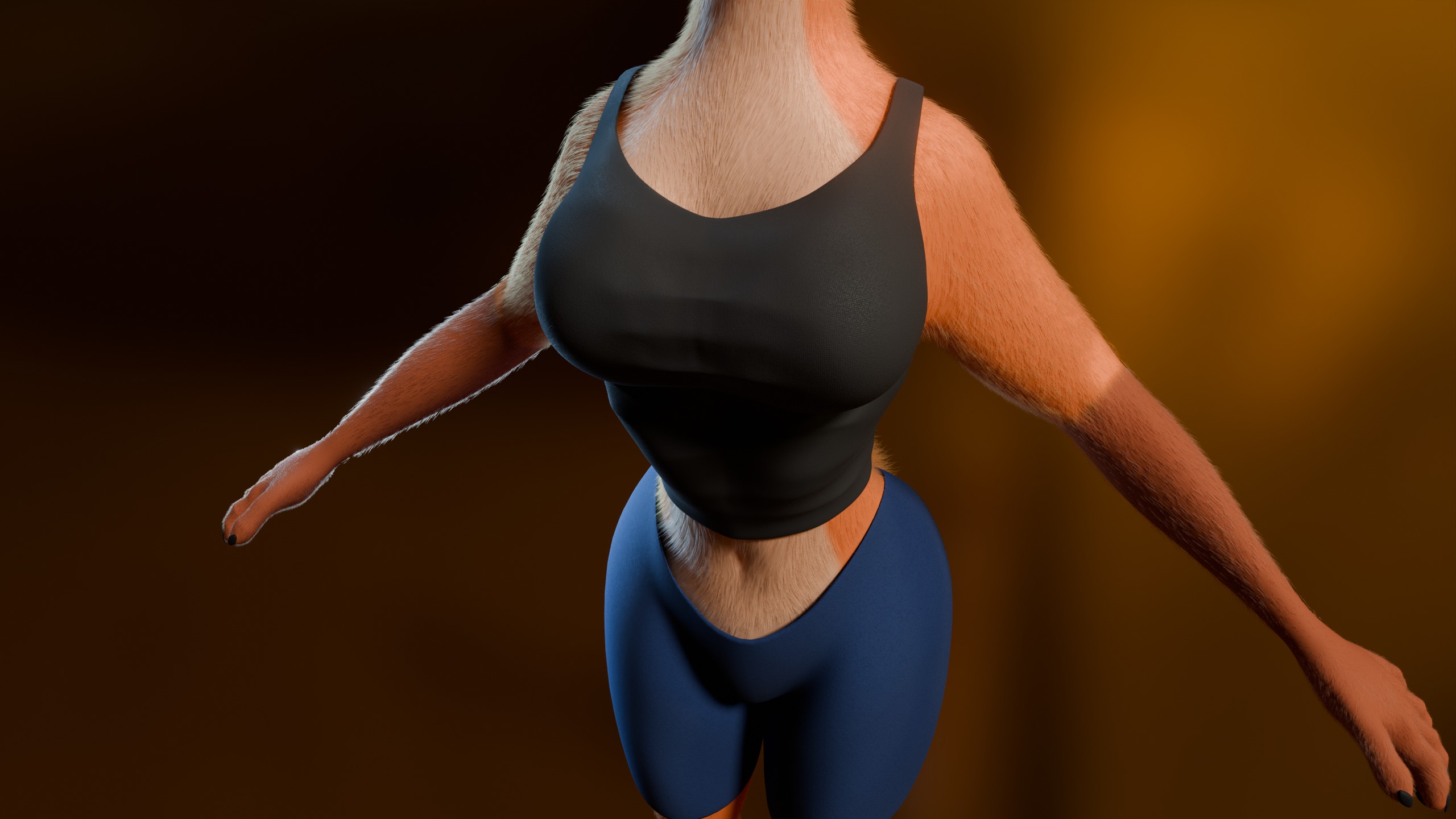 Luna Anthro Fox Low-poly 3D model_28