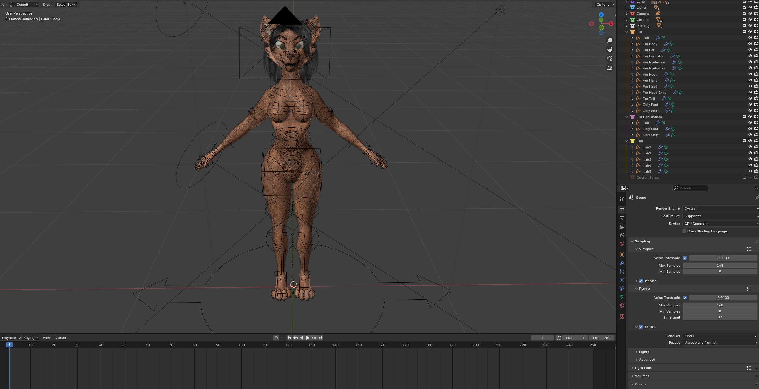 Luna Anthro Fox Low-poly 3D model_65