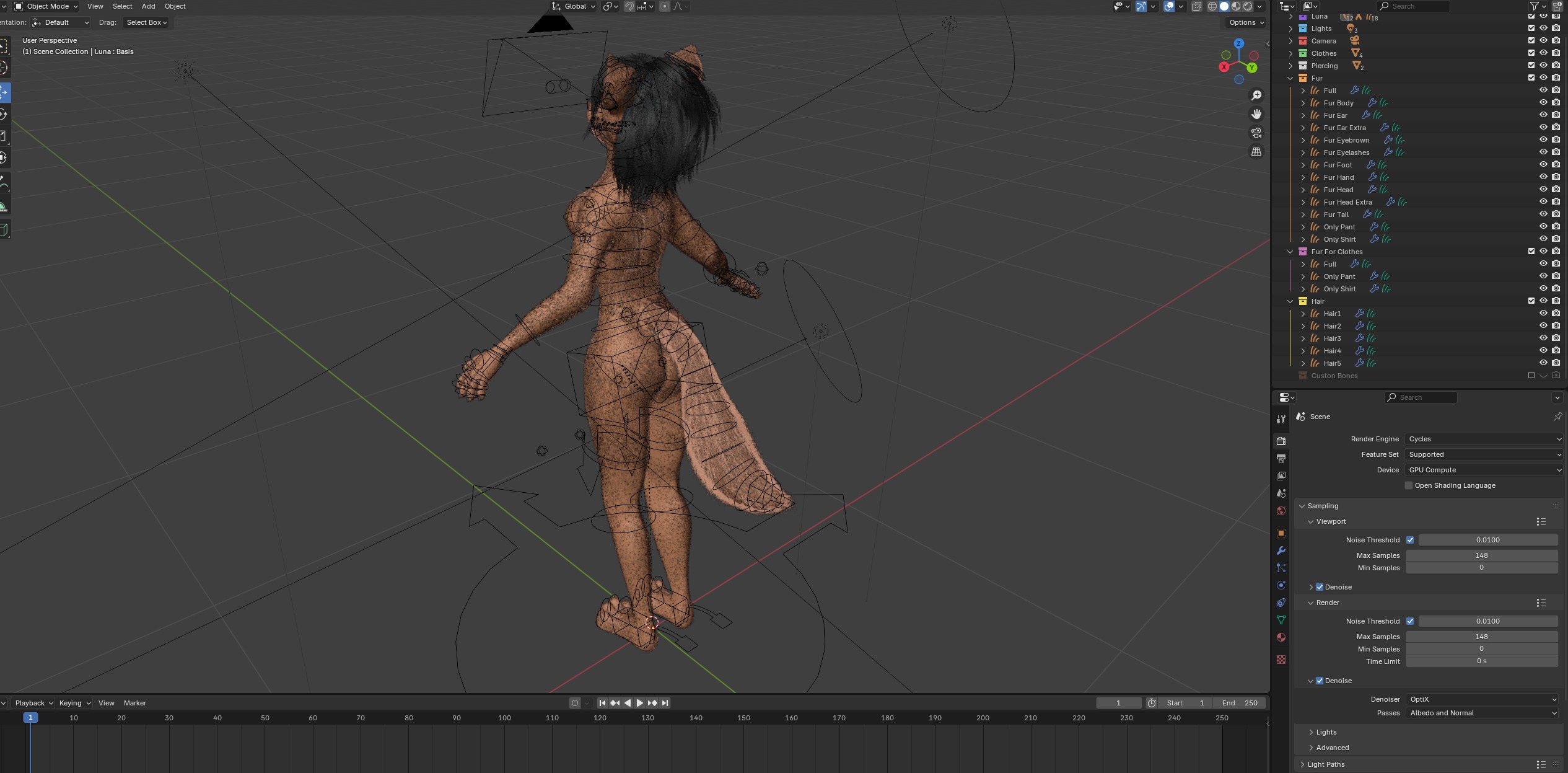 Luna Anthro Fox Low-poly 3D model_66