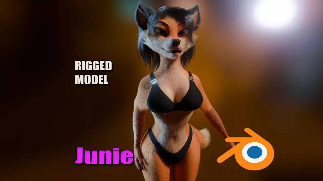 Luna Anthro Fox Low-poly 3D model_0