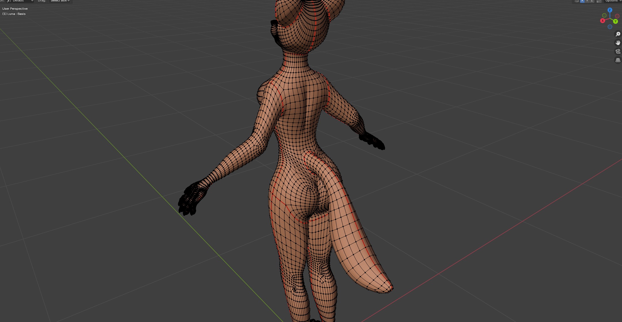 Luna Anthro Fox Low-poly 3D model_54