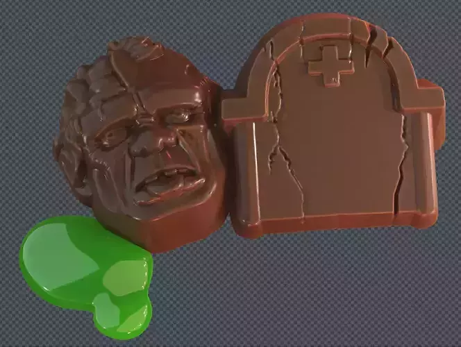 Halloween - Undead with Tomb 3D Printable Chocolate Mold