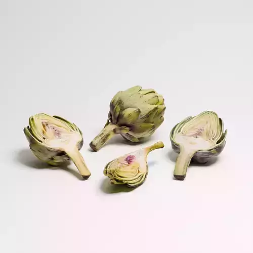 Artichoke Set 02 Low-poly 3D model