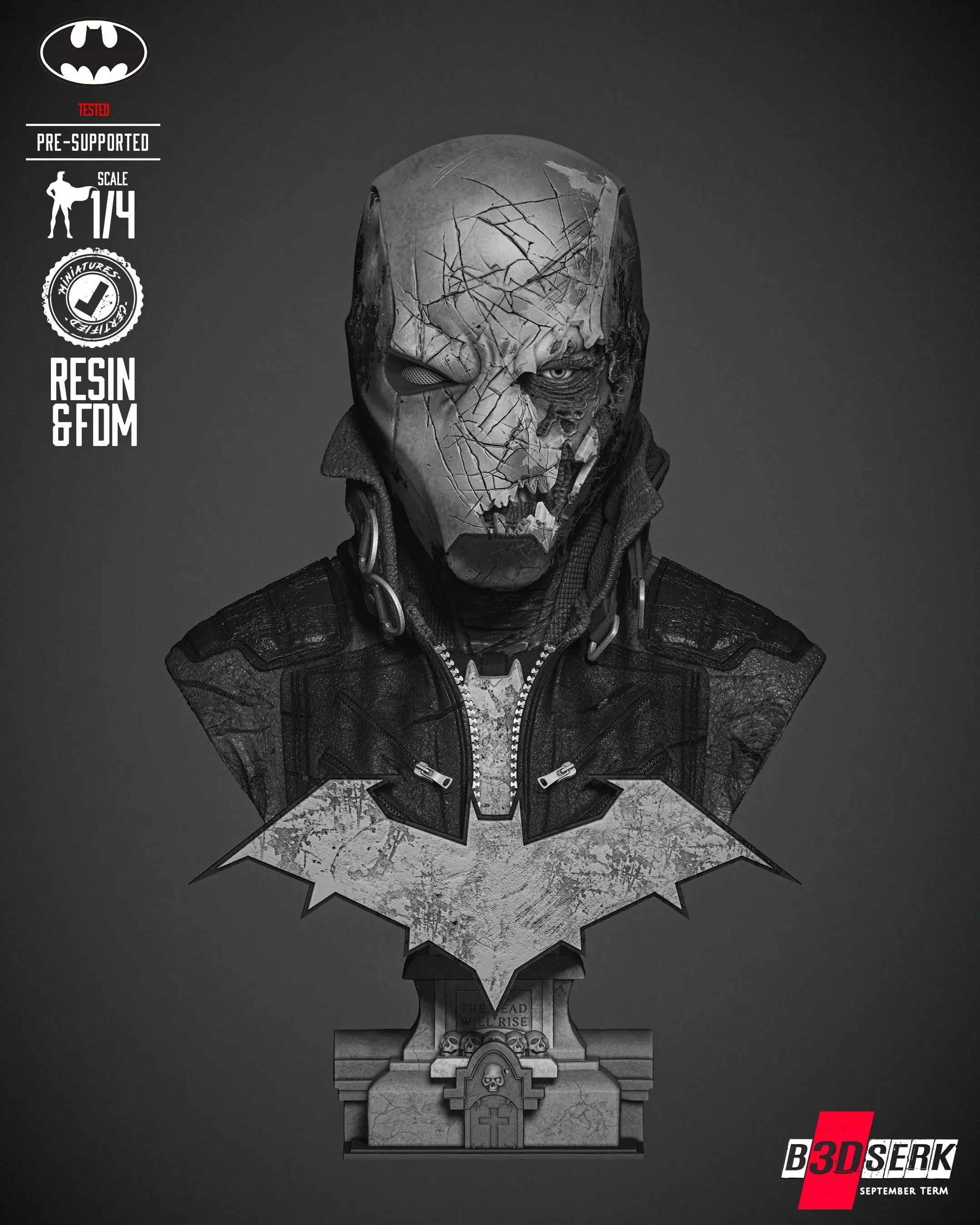B3DSERK Red Hood Zombie Bust Portrait 3D print model