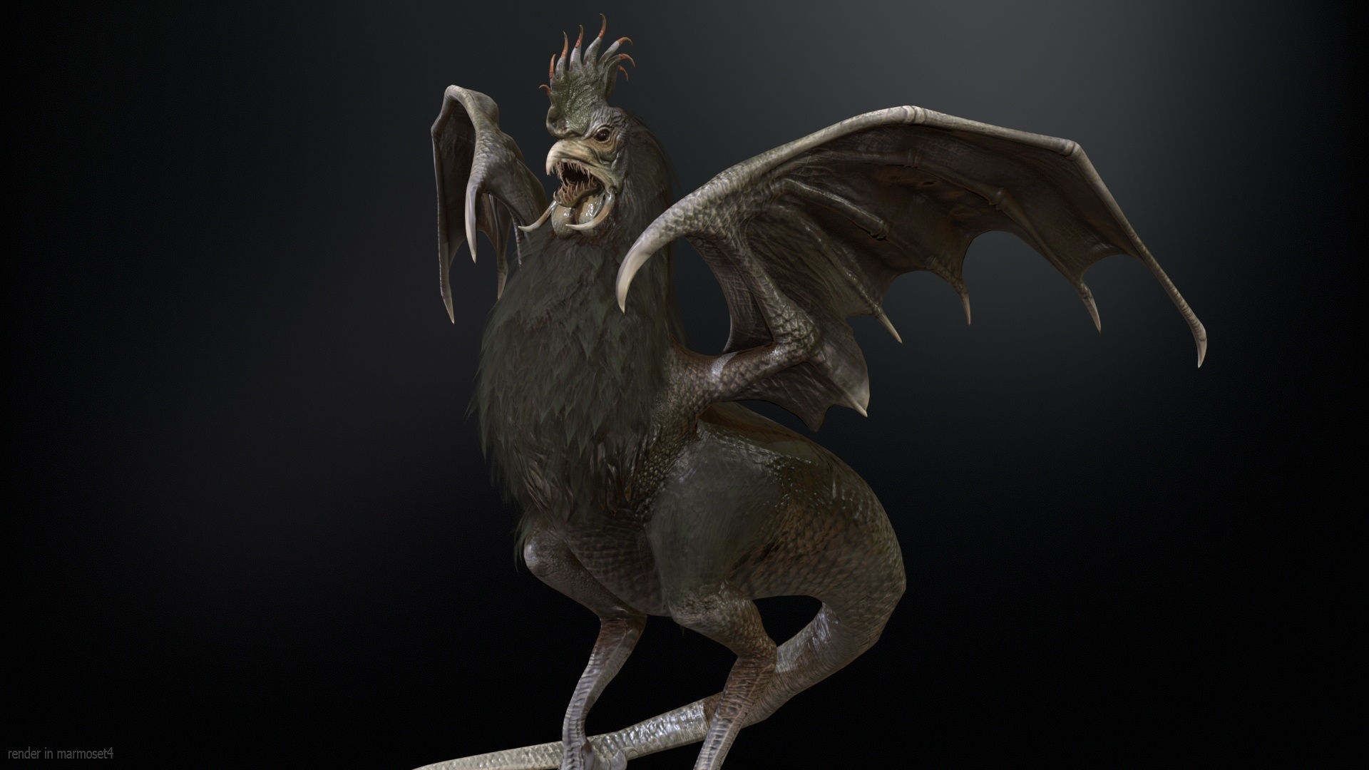  Kurolisk is an ancient Slavic monster Low-poly 3D model_3